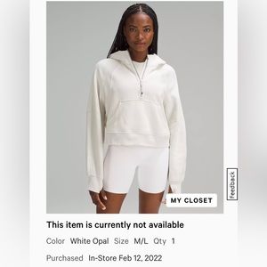Lululemon Scuba half-zip hoodie size M/L ivory off-white